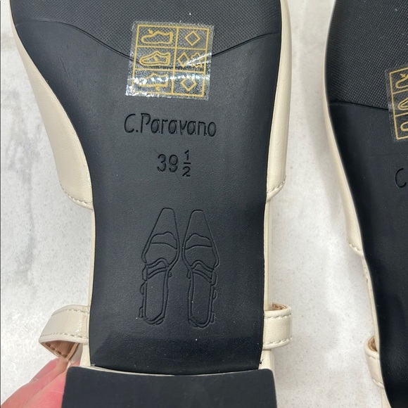 C.Paravano Sleek Slingback Flat (Freya)Taupe 39 1/2 Pointed Toe Adjustable Strap - Picture 10 of 16